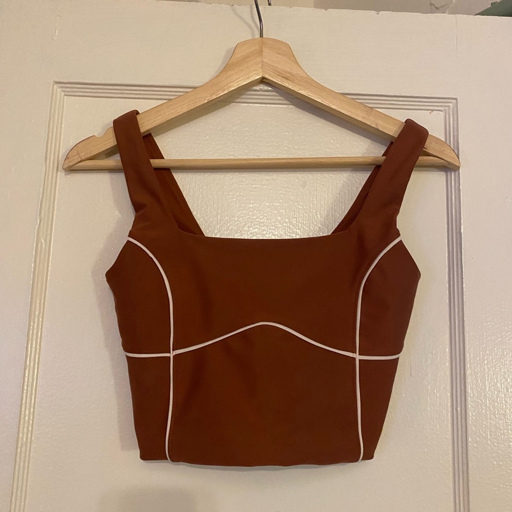 Abercrombie & Fitch Workout Brown and White Crop Top Tank - S